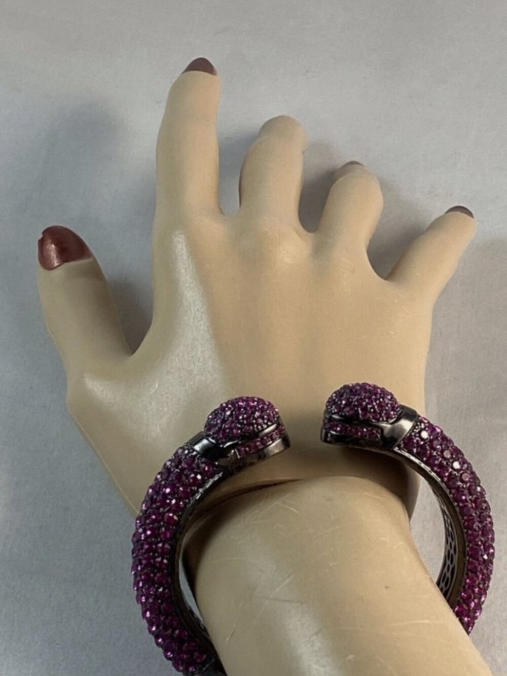 Joan Boyce "Kissable" Crystal Bangle Cuff Bracelet
